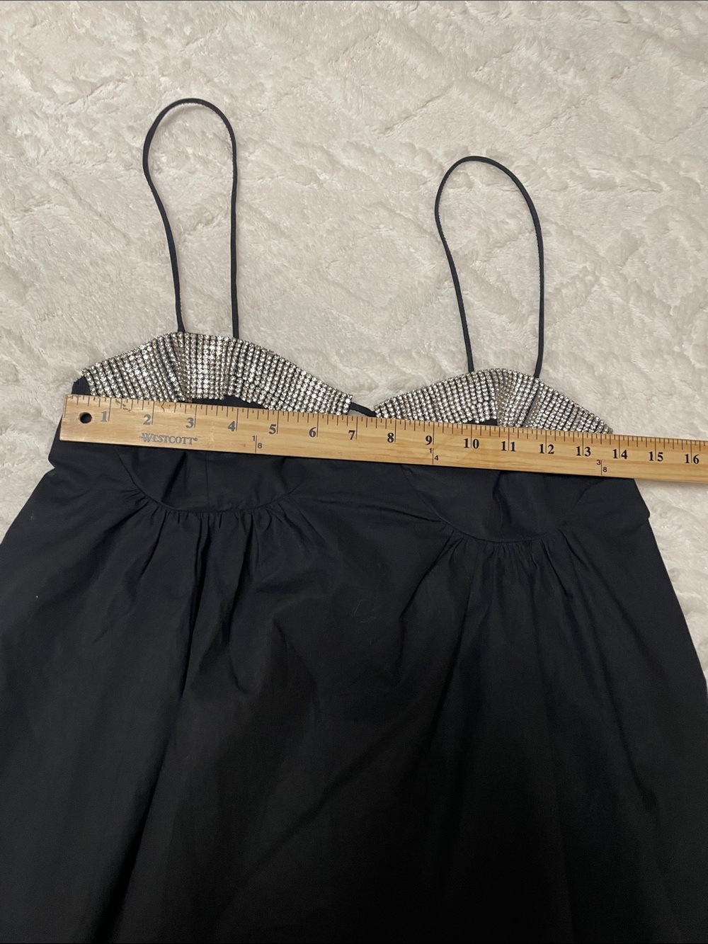Zara Women’s Black Rhinestone Poplin Spaghetti-Strap  Medium - Picture 6 of 9